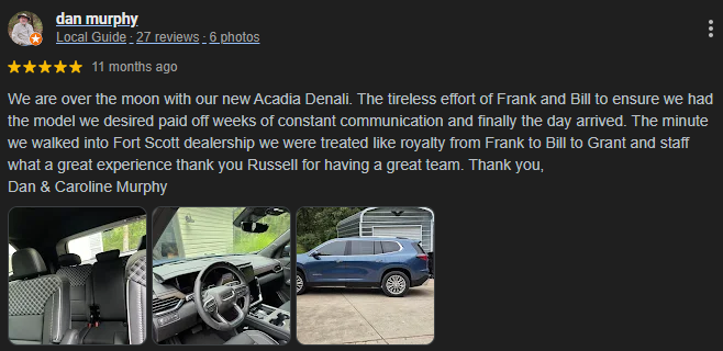 Briggs Chevrolet of Fort Scott - Google Review 1